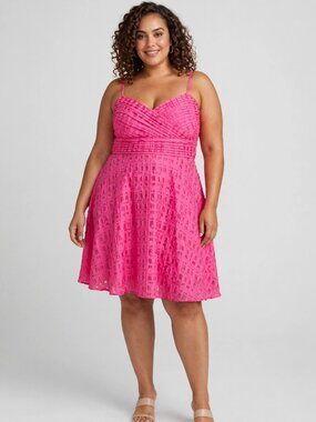Layered with Love Hot Pink Textured Spaghetti Strap Dress 3X NWT